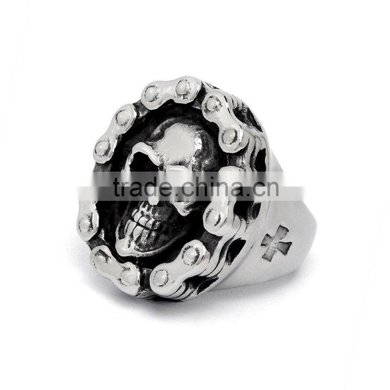 On stcok china factory curb link skull bracelets, stainless steel skull wrap link skull bracelets for men (SB-001)