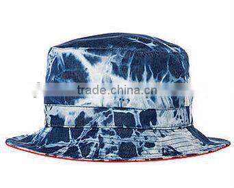 sun protection fashion summer blue jean bucket hats and cap cowboy leather patch custom jean bucket hat