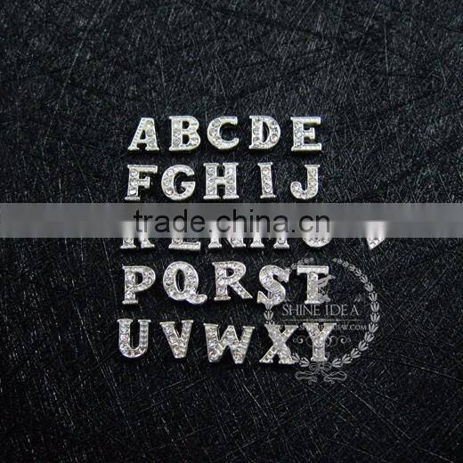 7mm silver plated alloy rhinestone 26 letters DIY pendant charm supplies 1820288