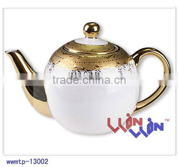 porcelain tea pot in plating gold design wwtp-13002