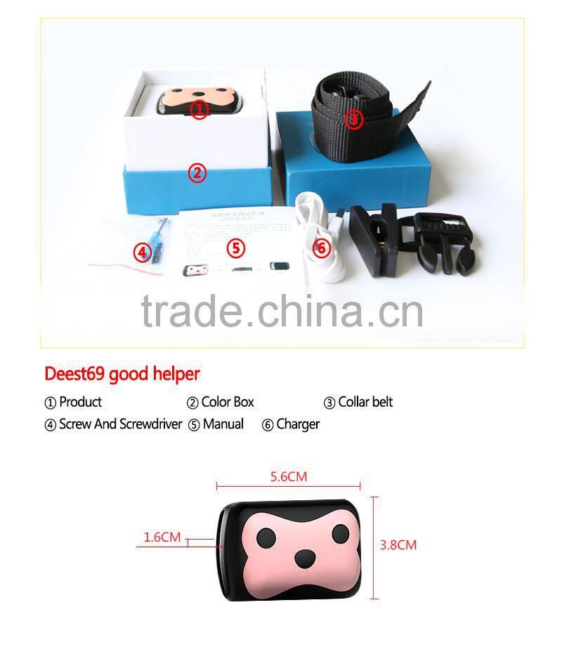 New Year 2017 Promo mini waterproof Pet Collar Small GPS Cat Dog Tracker D69 with Free Tracking Platform Vocie Monitor GEOFence