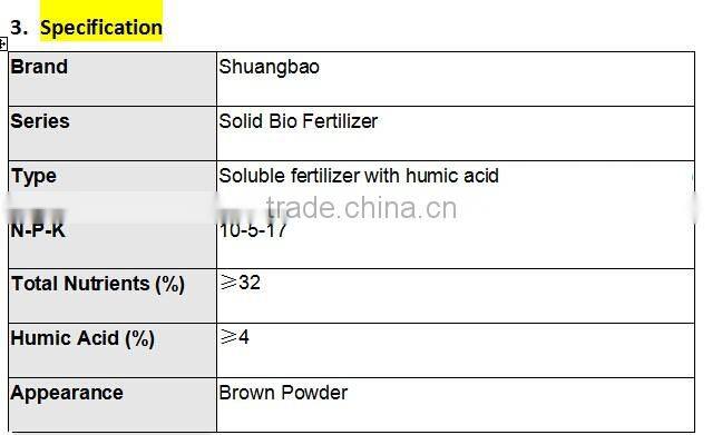 Easy Absorb NPK Fertilizer with Humic Acid 10-5-17