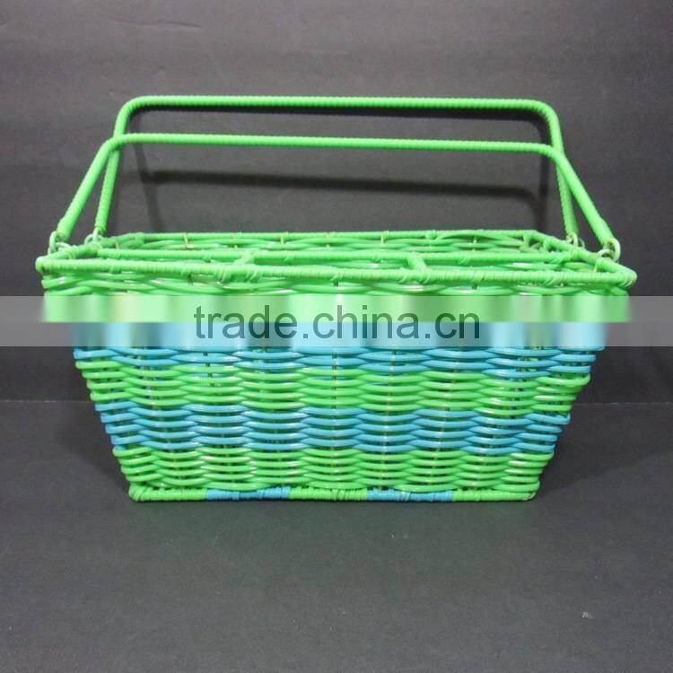 New kitchen storage tool green & blue plastic wicker woven utensil holder