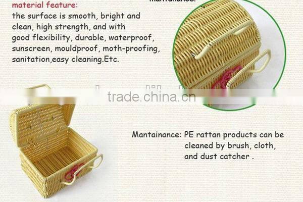 SD Folding mini rattan wicker baskets with handle for storage