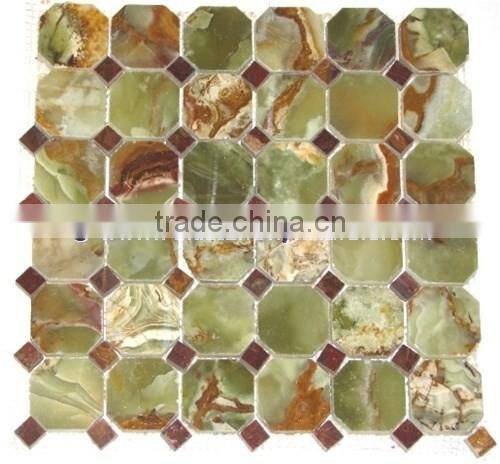BEAUTIFULL CUSTOM MADE MULTI GREEN ONYX MOSAIC TILES COLLECTIONS