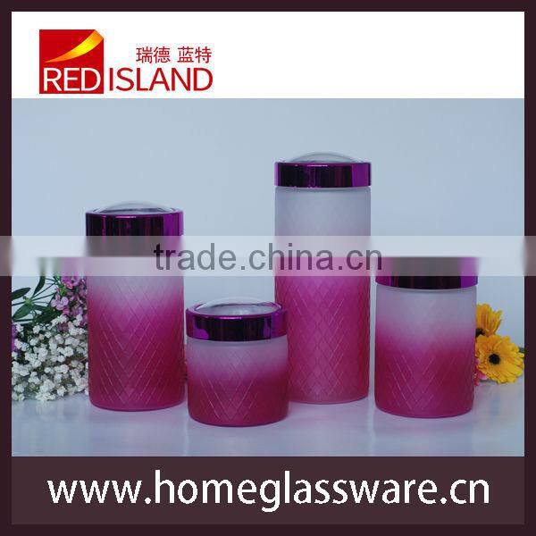 wholesale 4 set glass jars with spray color