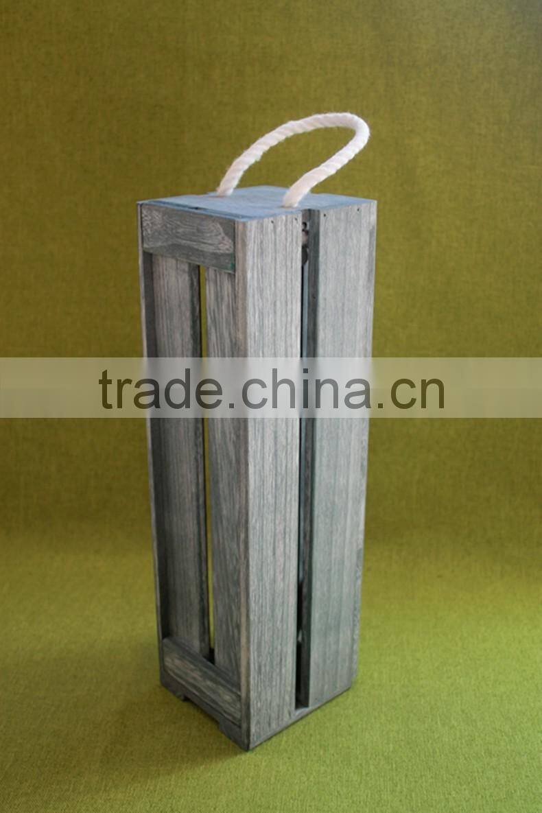 Vintage handmade cheap wooden wine bottle gift packing laths boxes with slide lid