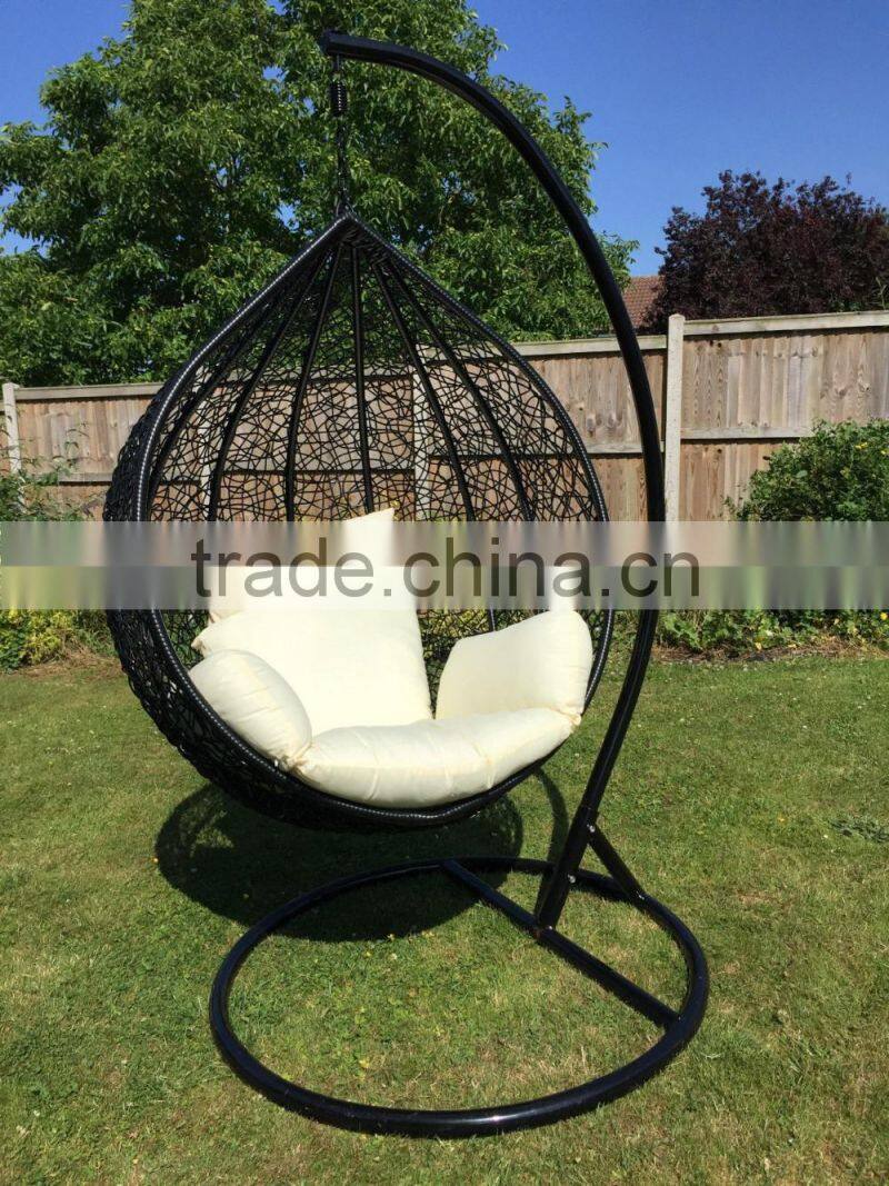 2016 Indoor or Outdoor BLACK Rattan Adult Swing Chair / Pod Garden Patio Furniture