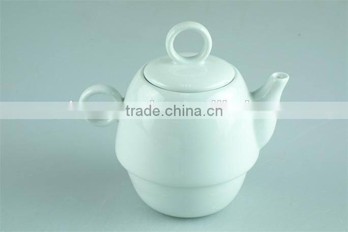 White cheap ceramic teapot with cup set for tea/coffee use