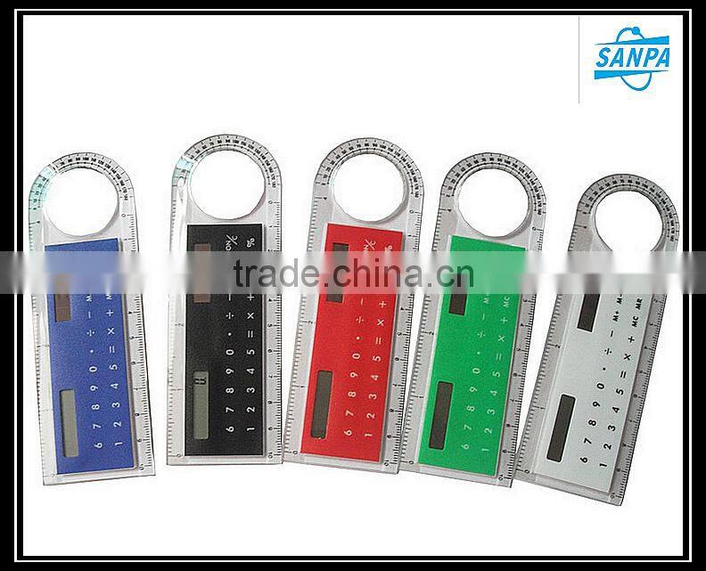 Multifunctional 10cm Plastic Ruler/Solar Calculater/Magnifying Gass