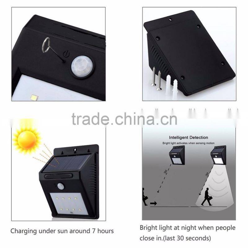 Solar Lights 8 LED Wireless Waterproof Motion Sensor Outdoor Light for Patio, Deck, Yard, Garden with Motion Activated Auto On/O