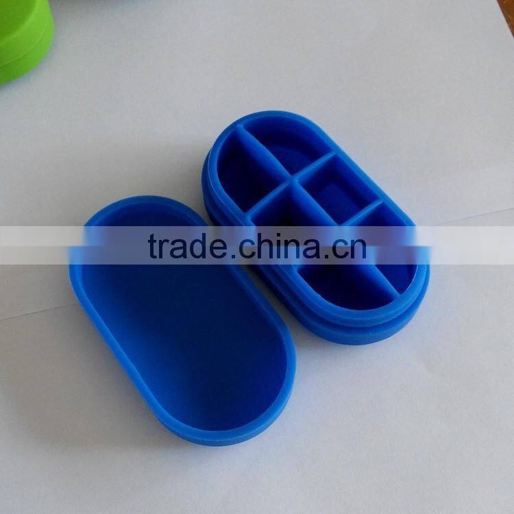 New fashion Eco-friendly silicone medical six-compartment pill cases/Medical storage silicone pill cases