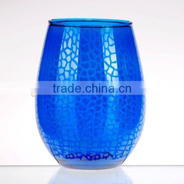 Colorful Textured Stemless Wine Glass Tumbler Water Drinking Cup