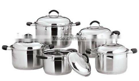 SS 18 8 Low price and High-grade 10 pieces stainless steel pot sets