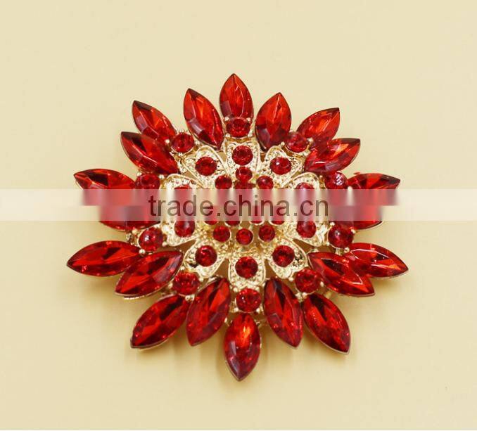 upscale gold plated red crystal hijab pins rhinestone brooch for engagement