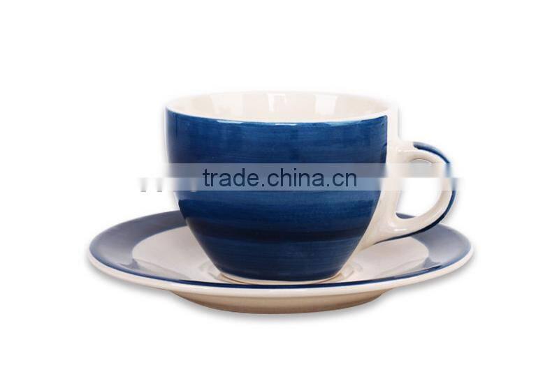 brown color ceramic cup and saucer set /handpainted cup and saucer 6oz