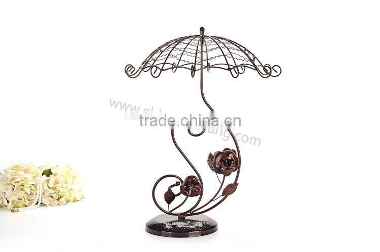 Flower umbrella shape metal jewelry display stand for earring