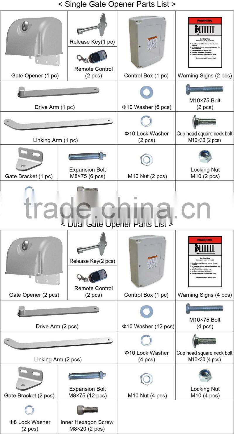 Automatic Swing Gate Door Opener with Articulated Arm