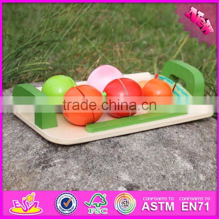 2016 new design children pretend play wooden fruit cutting game W10B177