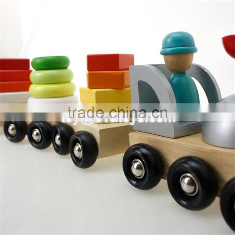 Best design educational children wooden stacking blocks train toy W04A270