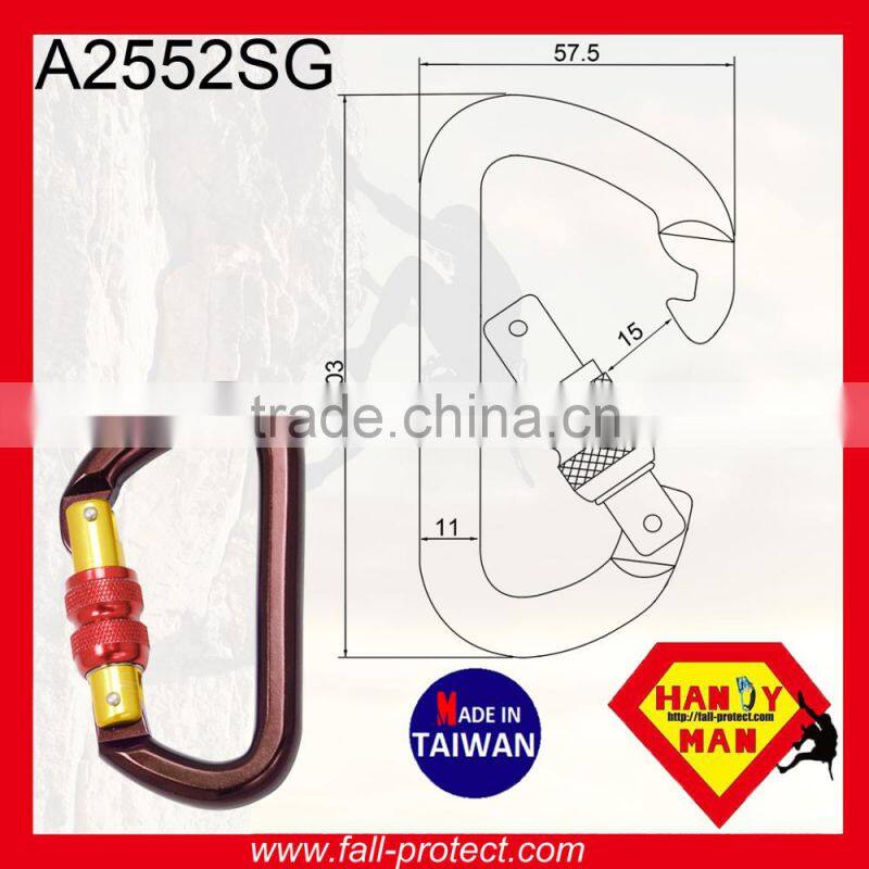 28KN Rock Mountaineer Climbing Aluminum Carabiner With Bent Gate