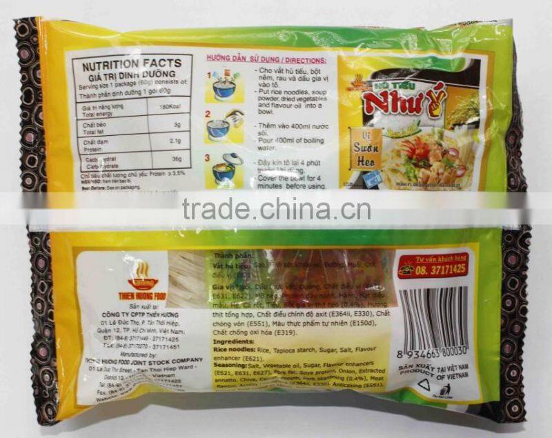 High Quality Pork Flavour Instant Rice Noodle 60g ( Hu Tieu) - Thien Huong Food JSC