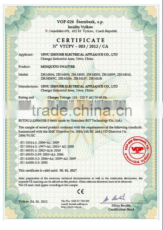 Well-known brand mosquito killers ZHOUYU electric mosquito swatter with light