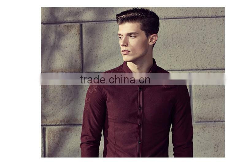 high fashion embroidery slim fit shirts for man