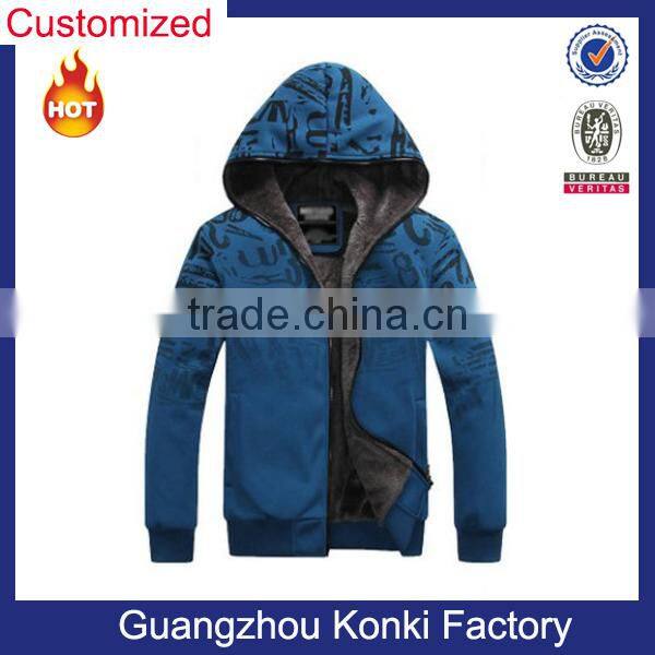 custom navy zipper warm men winter hoodies