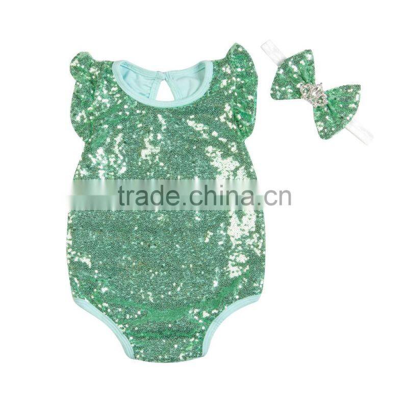 Hot sale new style romper baby girl's full sequin romper, pretty baby one pc clothing