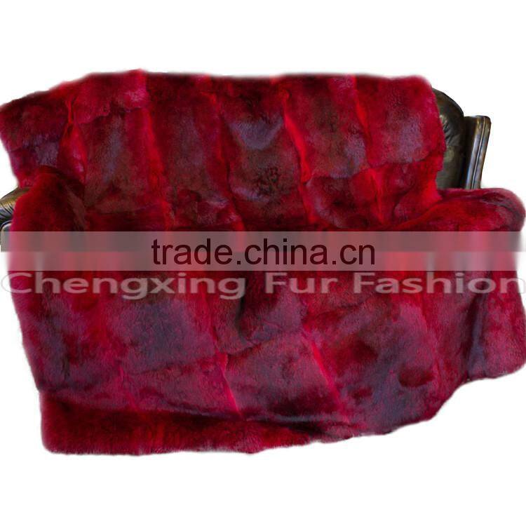 CX-D-08G Nice Good Quality Custom Made Genuine Rabbit Fur Throw Blanket