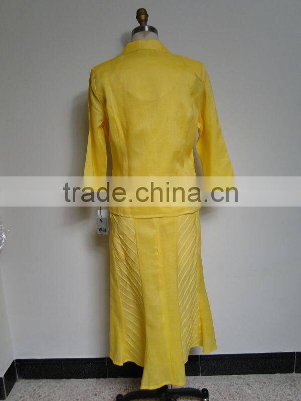 Ladies ramie linen 3 pcs skirt business suit design