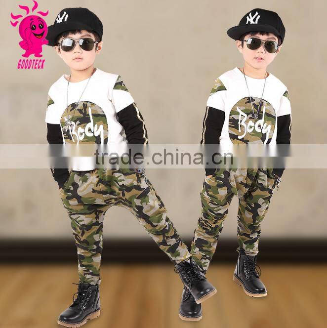 Fashion Kids Boys Clothes Set Top Coat and Pants 2pcs Set Camouflage Children Baby