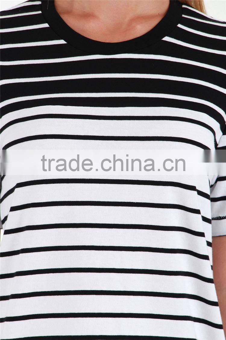 Summer fashion blank striped t shirt female t shirt for hot sale