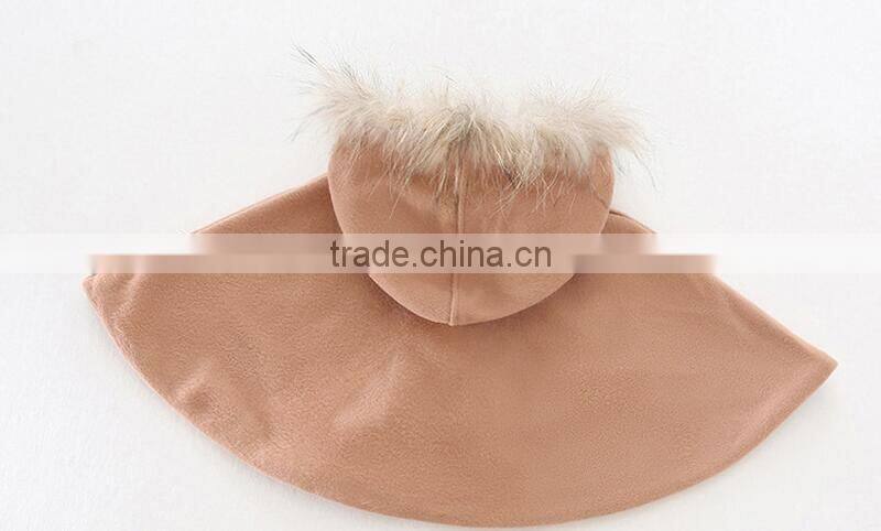 latest western winter children girls faux fur hooded cape poncho