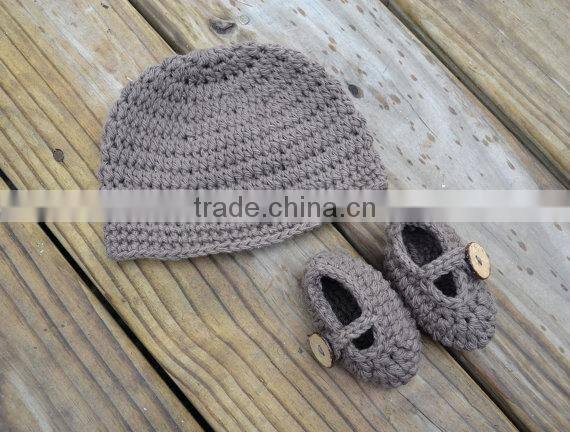 Hot Sale Autumn Winter Baby Toddler Crochet Wool Shoes Set Cute Style Infant Hand Knit Shoes