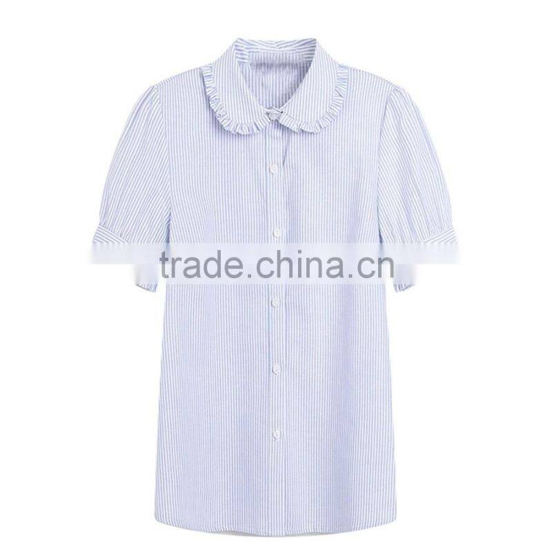 2016 lace collar new design school cheap uniform polo shirt for sweet girls