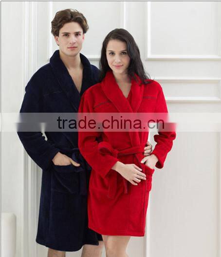 Womens and mens hotel coral bleece bathrobe