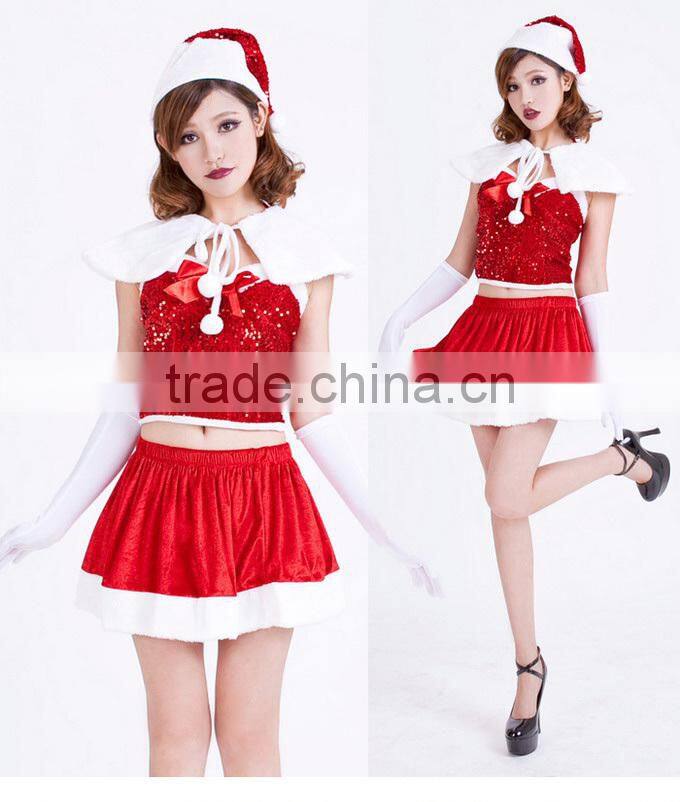 Best Red Hooded Velvet Sexy Mini Christmas Costumes For Women' Festival