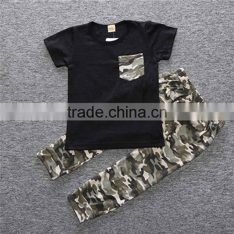 S17472A Wholesale Baby Cotton Sets Boys Summer Outfits Kid Clothes 2017