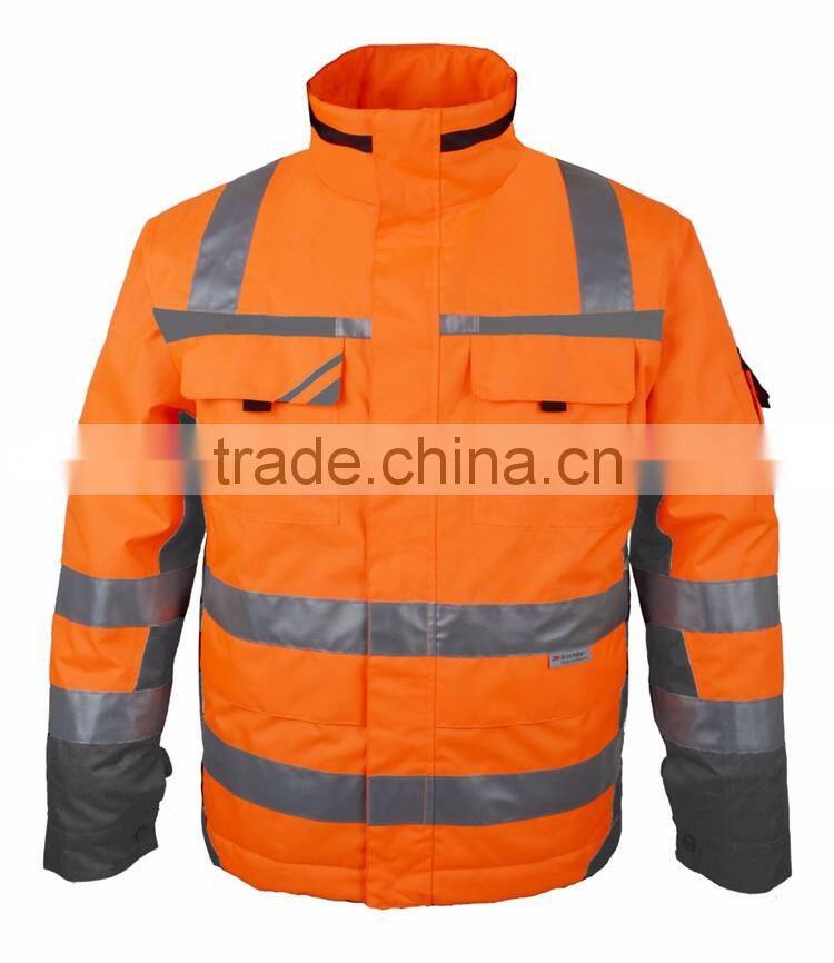 Safety 300D oxford parka hi vi bomber jacket protective clothing