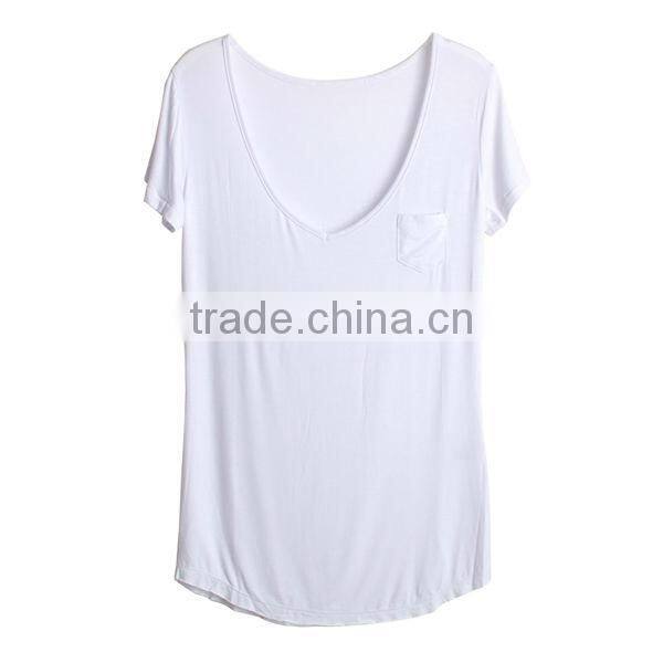 OEM Private Label Cotton Deep V Neck T Shirts For Women