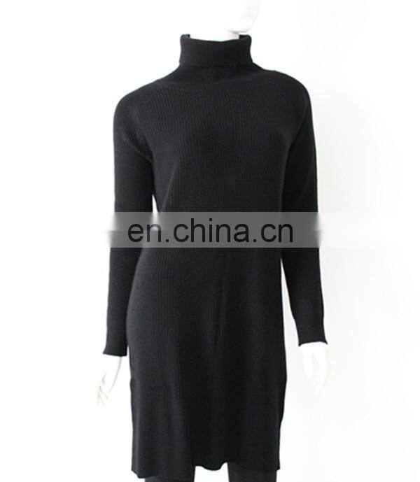 women pure 12gg rib knit roll neck cashmere sweater dress