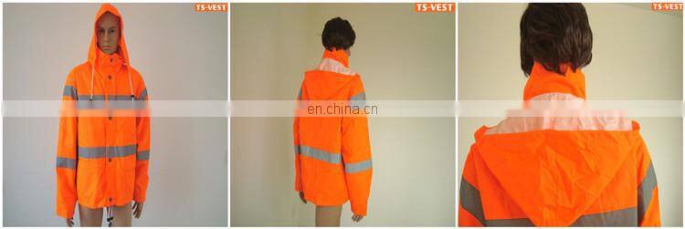100% polyester safety reflective waterproof raincoat 3 in 1 jacket