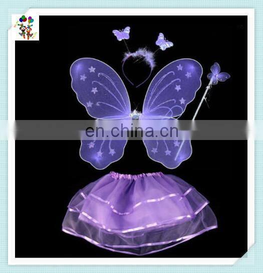 Colorful Kids Girl Party Princess Fairy Butterfly Wings with Headband Wand Skirt HPC-0800
