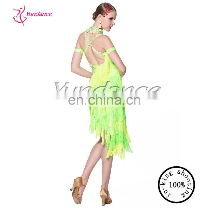 Tassel Latin Performance Latin Dance Dress In Fluorescent 2016 L-12465