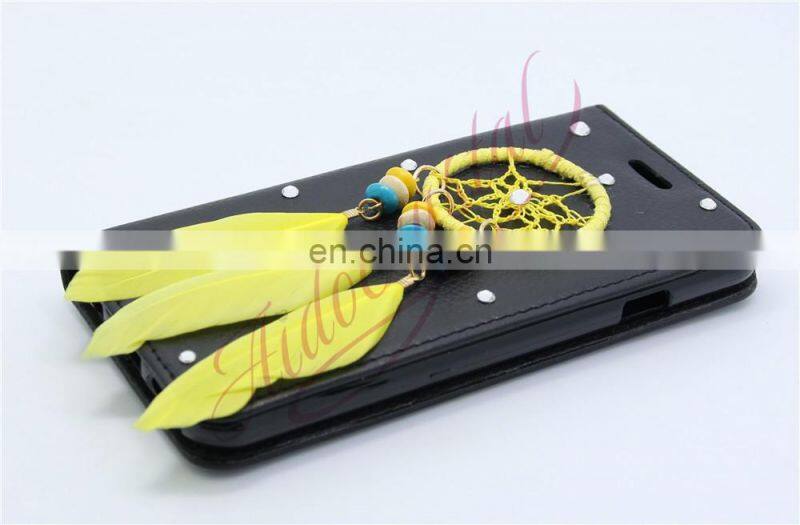 Aidocrystal 2016 Wallet Stand With Card Holder Yellow dreamcatcher Flip Phone Back Cover For iPhone 7/ 7 Plus Cases