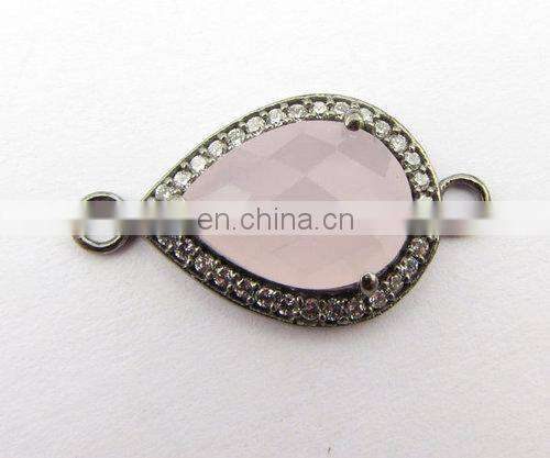 Pave Diamonds !! Handmade 925 Sterling Silver Faceted Flashy labradorite moonstone Gemstone Connector