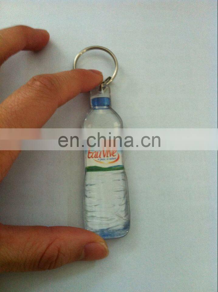 bottle shape printing logo custom acrylic keychain