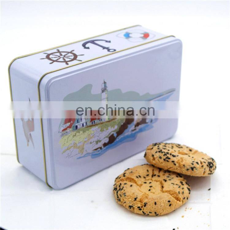 Rectangular food grade metal cookie packaging tin can food storage cookie tin box